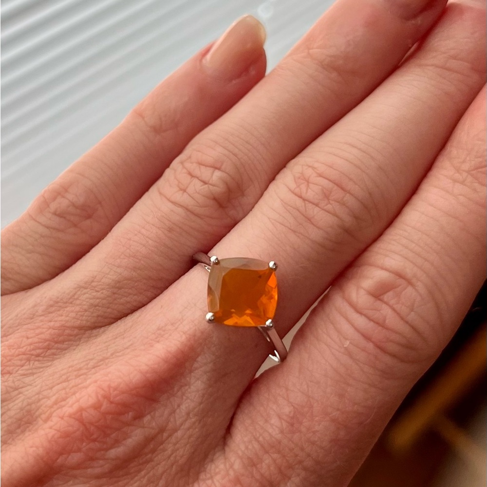 Size 7 triple American Fire Opal ring 10kt gold Rare NEW